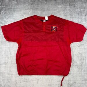 Mark McGwire Shirt Mens Large Red Vintage 70th Home Run Windbreaker Short Sleeve
